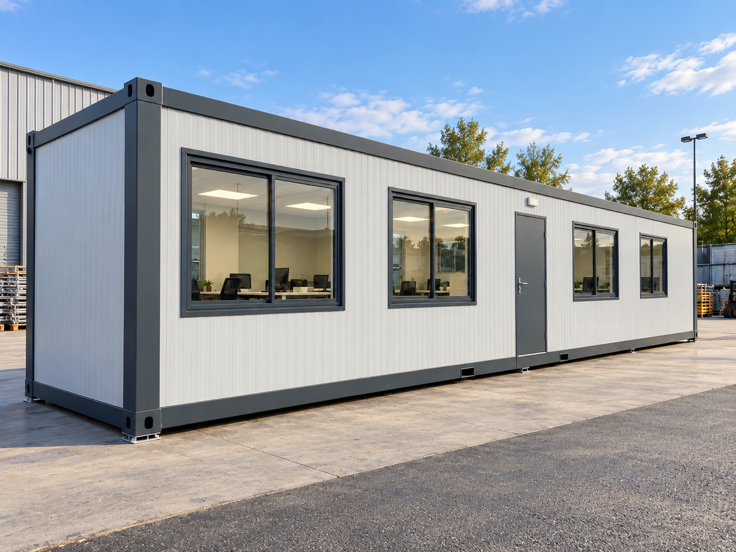 Módulo oficina diáfana 12x2,4 m (40 pies) con 4 ventanas - miniatura 3
