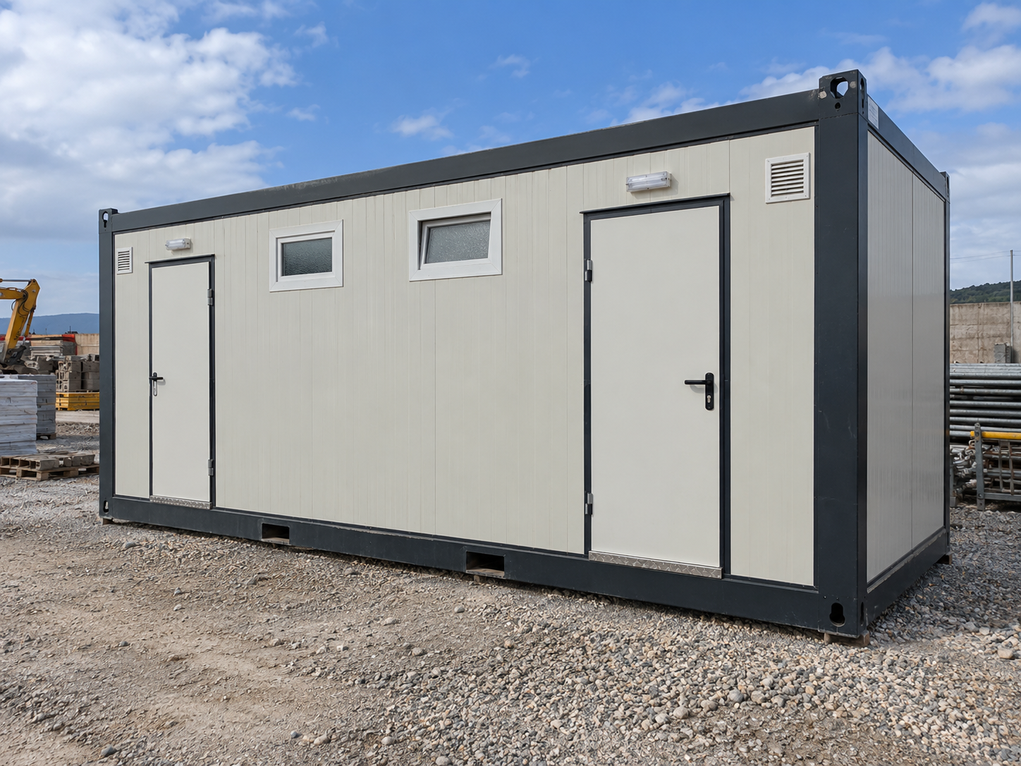 Módulo sanitario y vestuario 6x2,4 m con 2 WC, 2 duchas y termos - miniatura 4