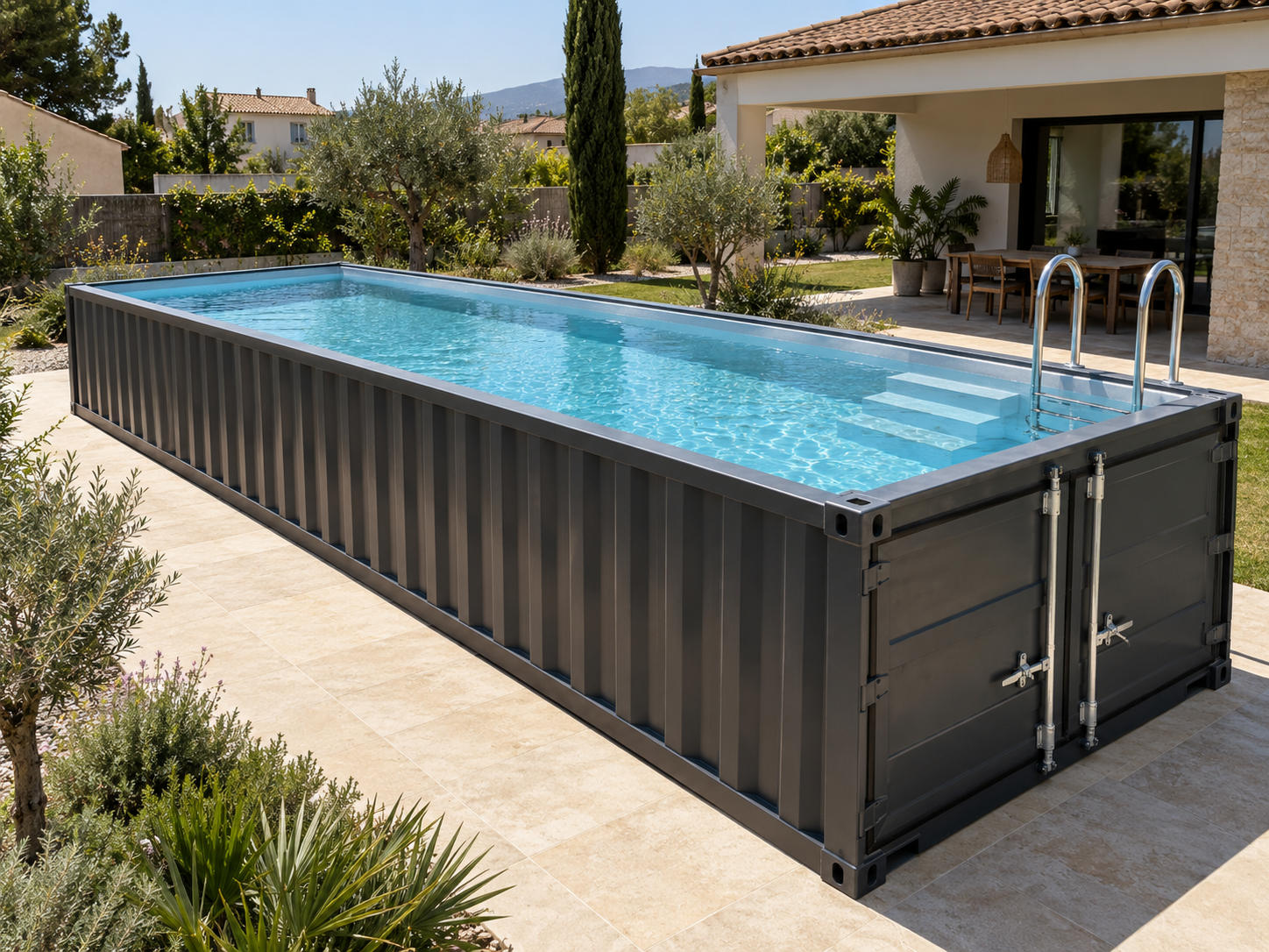 Piscina contenedor con sala técnica integral: Clorador salino + Regulador de pH - miniatura 4