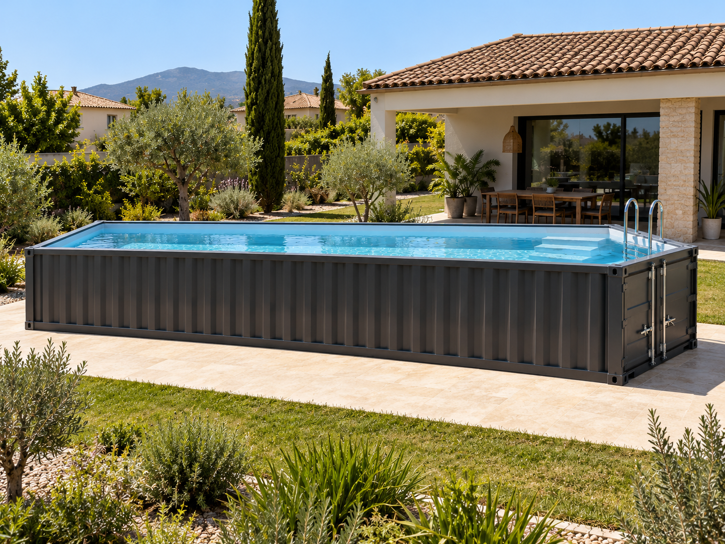 Piscina contenedor con sala técnica integral: Clorador salino + Regulador de pH - miniatura 3